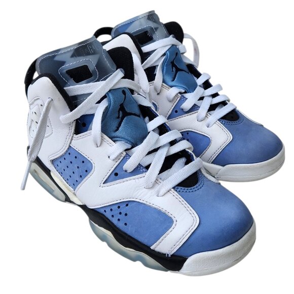 Air Jordan 6 Retro GS UNC 384665-410 University Blue White Boys Sneakers 5Y - Picture 1 of 10